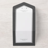 黒ミニマル白シルバーQRコモダンード オールインワン招待状 (外側)