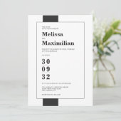 黒ミニマル白シンプルモダン結婚はっきりしたs 招待状 (スタンド正面)