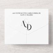 黒ミニマル白シンプル結婚 オールインワン招待状 (裏面)