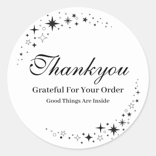 黒ミニマル白ステッサンキューカー ラウンドシール (正面)
