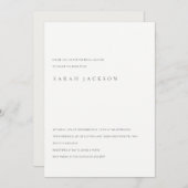 黒ミニマル白タイポグラフィブライダルシャワー 招待状 (正面/裏面)