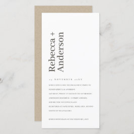 黒ミニマル白タイポグラフィ婚約招待状 サンキューカード