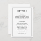 黒ミニマル白タイポグラフィ結婚詳細 エンクロージャーカード (正面/裏面)