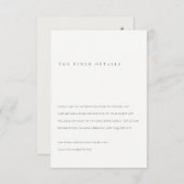 黒ミニマル白タイポグラフィ結婚詳細 エンクロージャーカード (正面/裏面)