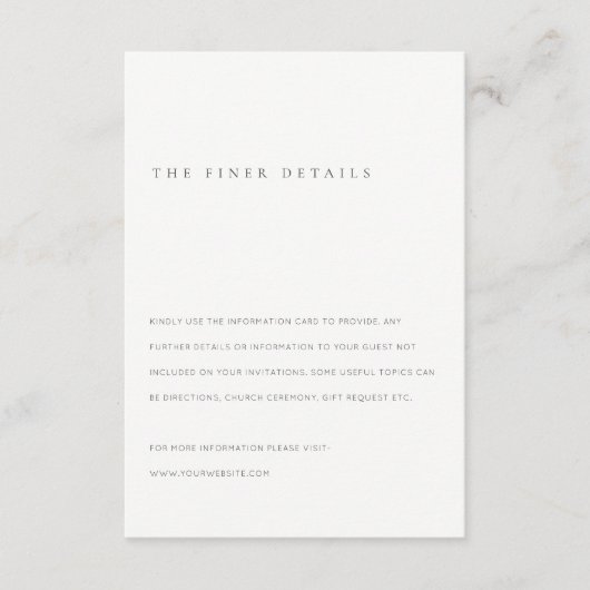 黒ミニマル白タイポグラフィ結婚詳細 エンクロージャーカード (正面)