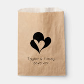 黒ミニマル白ハートカスタムモダンウェディング フェイバーバッグ (正面)