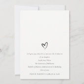 黒ミニマル白ハート写真卒業帽子 案内状 (裏面)