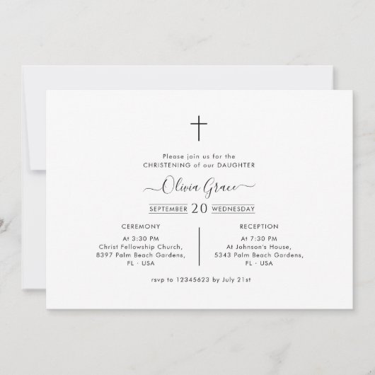 黒ミニマル白バプテ男女兼用ィス 招待状 (正面)