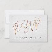 黒ミニマル白バラ金ゴールドタイプ結婚式RSVP 招待状 (正面)