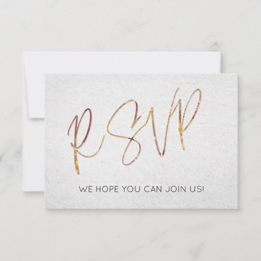 黒ミニマル白バラ金ゴールドタイプ結婚式RSVP 招待状 (正面)