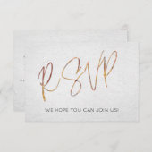 黒ミニマル白バラ金ゴールドタイプ結婚式RSVP 招待状 (正面/裏面)