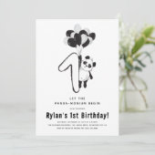 黒ミニマル白パンダ1日パーティー 招待状 (スタンド正面)