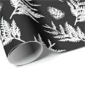 黒ミニマル白フェスティバルシダーリーフピネコン ラッピングペーパー (ロールコーナー)