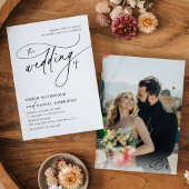 黒ミニマル白フォトズ結婚ーズ 招待状