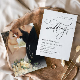 黒ミニマル白フォトズ結婚ーズ 招待状