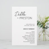 黒ミニマル白モダン結婚式 プログラム (スタンド正面)