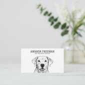 黒ミニマル白ラブラドールドッグウォーカー 名刺 (スタンド正面)