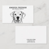 黒ミニマル白ラブラドールドッグウォーカー 名刺 (正面/裏面)