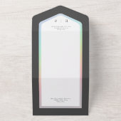 黒ミニマル白レインボーモダンQRコード オールインワン招待状 (外側)