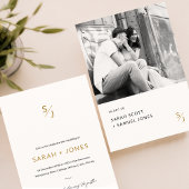 黒ミニマル白ロマンチック写結婚真 招待状