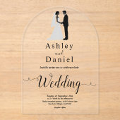 黒ミニマル白ロマンモダン結婚ツ アクリル招待状 (正面)