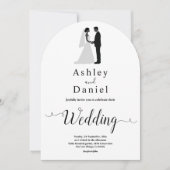 黒ミニマル白ロマンモダン結婚ツ 招待状 (正面)