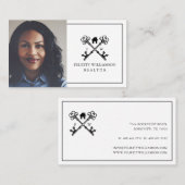 黒ミニマル白ヴィンテージ鍵実在エテート 名刺 (正面/裏面)