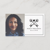 黒ミニマル白ヴィンテージ鍵実在エテート 名刺 (正面)