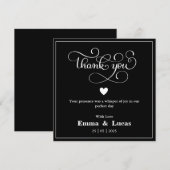 黒ミニマル白結婚サンキューカード (正面/裏面)