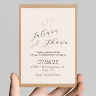 黒ミニマル白結婚式招待状 招待状