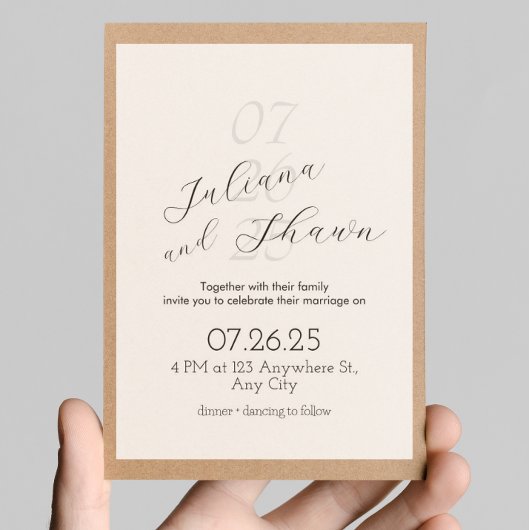 黒ミニマル白結婚式招待状 招待状