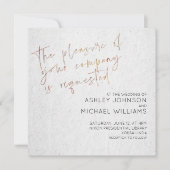 黒ミニマル白金ゴールドスクリプトフォト結婚ズ 招待状 (正面)