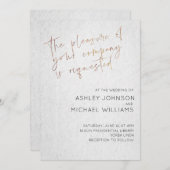 黒ミニマル白金ゴールド型結婚式招待状 招待状 (正面/裏面)