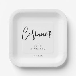 黒ミニマル白30歳の誕生日パーティー ペーパープレート