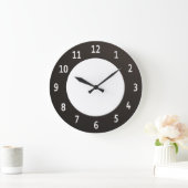 黒ミニマル白 ラージ壁時計 (ホーム)