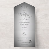 黒ミニマル白QRコぼやけモダンード オールインワン招待状 (内側)