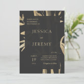 黒ミニマル竹ア日本のジア結婚ズ 招待状 (スタンド正面)