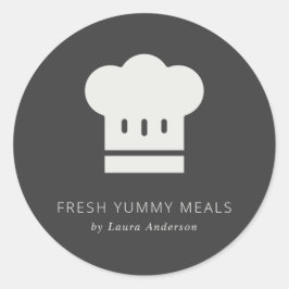 黒ミニマル素朴白シェフハットケータリング ラウンドシール