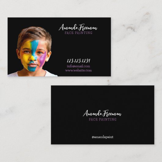 黒ミニマル紫顔画家 名刺 (正面/裏面)