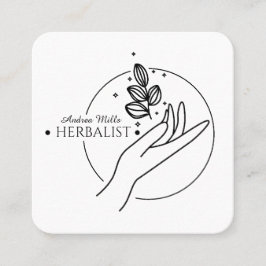 黒ミニマル線シンプルモダンHerbalistロゴ スクエア名刺