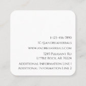 黒ミニマル線シンプルモダンHerbalistロゴ スクエア名刺 (裏面)