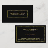 黒ミニマル色と光沢のある金ゴールド縁どフレーム 名刺 (正面/裏面)
