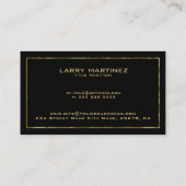 黒ミニマル色と光沢のある金ゴールド縁どフレーム 名刺 (裏面)