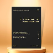 黒ミニマル色と金ゴールド幾何学色あせた写結婚真 招待状