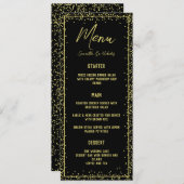 黒ミニマル色と金ゴールド結婚のメニューカード (正面/裏面)