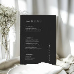 黒ミニマル色のメ結婚ニュー メニュー<br><div class="desc">これエレガントらモダンは結婚、メニューのカードやリハーサルのディナーのカードは白黒のシンプルを備えて文字デザインいる。イニシャルやモノグラムを追加して完全に自分のものにする。</div>