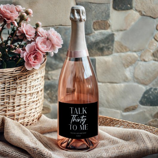 黒ミニマル語30歳の誕生日ワイン スパークリングワインラベル