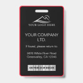 黒ミニマル赤社員企業のの写真ID バッジ (Back)