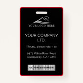 黒ミニマル赤社員企業のの写真ID バッジ (裏面)