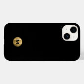 黒ミニマル金ゴールドブラシ仕上げ金属モノグラム Case-Mate iPhoneケース (裏面 (横))